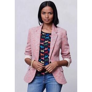 Cartonnier Anthropologie NWT Pink Rose Space dye Blazer Sz L Academia Preppy